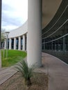 Architecture Details Reflection in Curved Mirrror-like Glass Wall