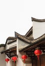 Architecture details of white color Chinese historic building facade Royalty Free Stock Photo