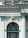 Architecture detsails columns and windows of ancient renaissance classical building Royalty Free Stock Photo