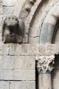 Architecture element, capital and impost, last years visigothic era, monastery Sant Pau del Camp, El raval quarter, Barcelona. Royalty Free Stock Photo