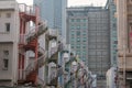 architecture of exterior spiral staircases of shophouse, Singapore Royalty Free Stock Photo