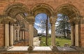 Architecture of the external windows of the garden of the Abbey of San Galgano, Tuscany, Italy