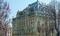 Architecture and facade of a building on the streets in Odessa, Ukraine