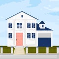 Architecture facade white french cottage house Vector