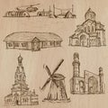 Architecture, Famous places - Hand drawn vectors Royalty Free Stock Photo