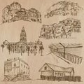 Architecture, Famous places - Hand drawn vectors Royalty Free Stock Photo