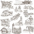 Architecture, Faous places - Collection of freehand sketches