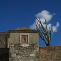 Architecture, faro, portugal, white houses, blue sky, overwinter Royalty Free Stock Photo