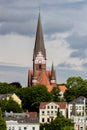 Architecture of Flensburg with the St. Jurgen church