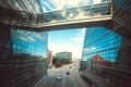 Architecture form of urban building of the Black Diamond, modern part of Royal Danish Library