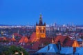 Architecture of Gdansk city centre at night Royalty Free Stock Photo