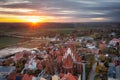 Architecture of Gniew town at sunset. Poland Royalty Free Stock Photo