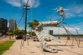 Architecture of the historical center of the old Recife, monument to the crab, crustaceo very common in the region, in