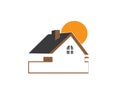 Architecture for home and houses for logo design illustration, sunset icon, sunrise symbol