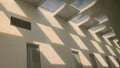 Architecture hotel windows skylight light sun shadows reflections hotel hallway white wall