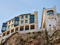 Architecture of houses on the coast of the port of Mahon Mao