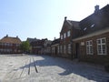 Architecture of houses and streets of the old quarter of Ribe - Denmark Royalty Free Stock Photo