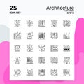 25 Architecture Icon Set. 100% Editable EPS 10 Files. Business Logo Concept Ideas Line icon design Royalty Free Stock Photo