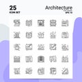 25 Architecture Icon Set. 100% Editable EPS 10 Files. Business Logo Concept Ideas Line icon design Royalty Free Stock Photo