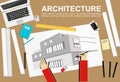 Architecture illustration. Architecture concept. Flat design illustration concepts for working, task, construction, drawing, arch