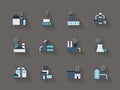 Architecture of industry flat color icons Royalty Free Stock Photo