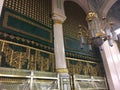 Architecture inside Al-Masjid an-Nabawi - Prophet\'s Mosque - Islamic religious site Royalty Free Stock Photo