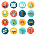 Architecture, Interior design and repairs vector icons set