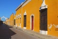 Architecture of the Izamal town located east from the city of Merida at the Yucatan Peninsula, Mexico I Royalty Free Stock Photo