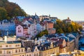 Architecture of Karlovy Vary (Karlsbad) in autumn, Czech Republic. It is the most visited spa town in the Czech Republic Royalty Free Stock Photo