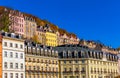 Architecture of Karlovy Vary (Karlsbad) in autumn, Czech Republic. It is the most visited spa town in the Czech Republic Royalty Free Stock Photo