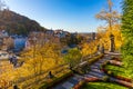 Architecture of Karlovy Vary (Karlsbad) in autumn, Czech Republic. It is the most visited spa town in the Czech Republic Royalty Free Stock Photo