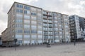 Architecture in Koksijde from the beach of the North Sea Royalty Free Stock Photo