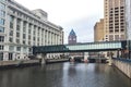 Architecture and Landmarks Along Milwaukee Riverfront Royalty Free Stock Photo