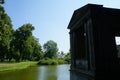 The beautiful lake is located near the Protestant Church of Peace in the palace grounds of Sanssouci Park in Potsdam, Germany. Royalty Free Stock Photo