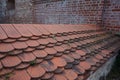 Tiled roof on historical buildings in the Spandau Citadel. Berlin, Germany.