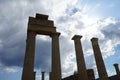 The Temple of Athena Lindia was a sanctuary on the Acropolis in Lindos, dedicated to the goddess Athena. Royalty Free Stock Photo