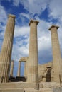 The Temple of Athena Lindia was a sanctuary on the Acropolis in Lindos, dedicated to the goddess Athena. Royalty Free Stock Photo