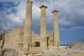 The Temple of Athena Lindia was a sanctuary on the Acropolis in Lindos, dedicated to the goddess Athena. Royalty Free Stock Photo