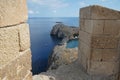 View of the Mediterranean Sea from the ancient Acropolis of Lindos. Rhodes Island, Dodecanese, Greece Royalty Free Stock Photo