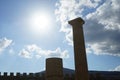 West wing of the Hellenistic stoa on the Acropolis of Lindos. Rhodes island, Greece Royalty Free Stock Photo