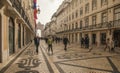 Architecture in Lisbon, Portugal, Europe - streets and the Rua Augusta Arch.