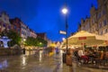 Architecture of the Long Lane in Gdansk at night. Royalty Free Stock Photo