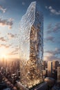 building design of a network of interconnected shapes inspired by the structure of spider silk
