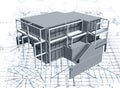 Architecture model house with blueprint. Vector Royalty Free Stock Photo