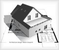 Architecture Model House On Top Of Blueprints Royalty Free Stock Photo