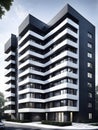 model of a modern real estate apartment building in clean geometric forms