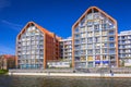 Architecture of modern apartments at Motlawa river in Gdansk Royalty Free Stock Photo