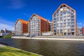 Architecture of modern apartments at Motlawa river in Gdansk Royalty Free Stock Photo