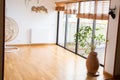 Architecture modern in interior home empty house with large windows Royalty Free Stock Photo