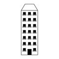 Architecture modern urban building cartoon in black and white Royalty Free Stock Photo